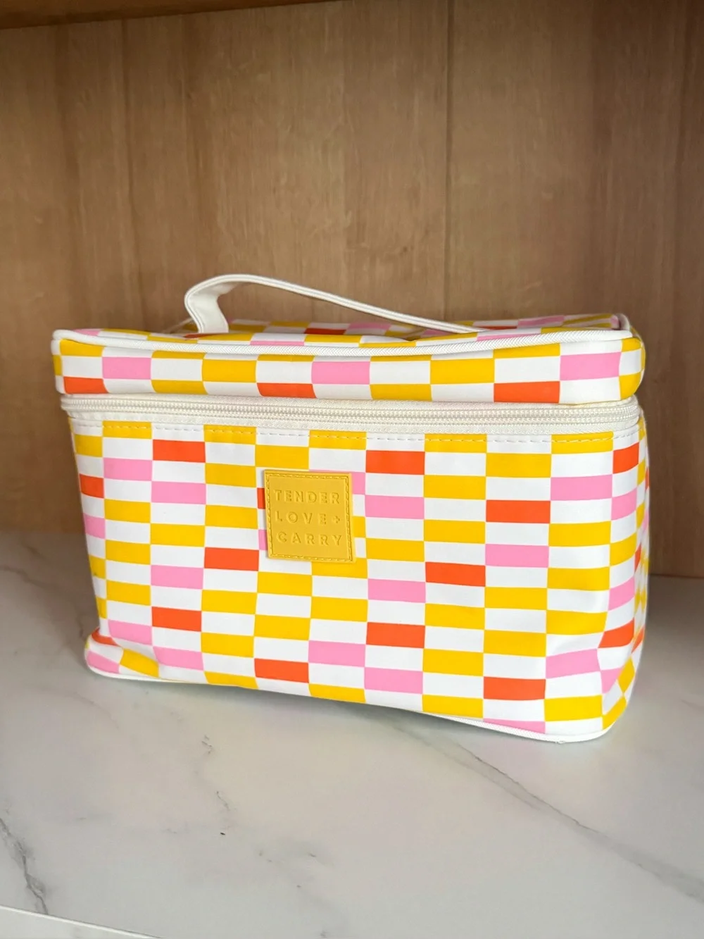 Tender Love + Carry Colorful Checkerboard Cosmetic Makeup Travel Bag